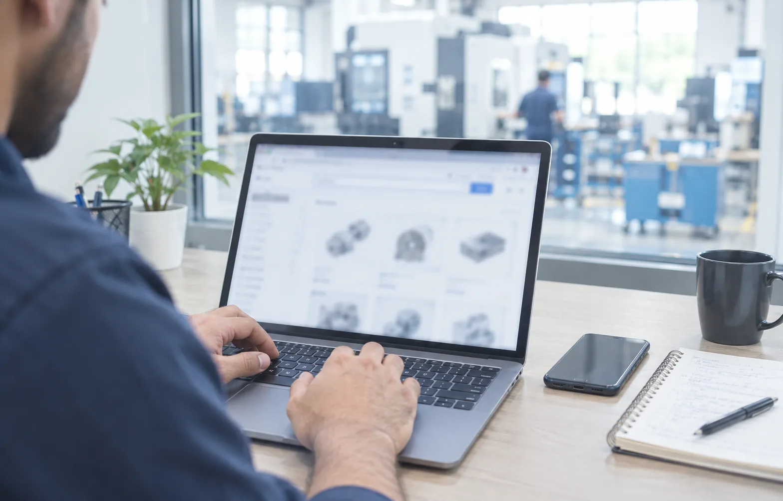 Buyer searching online for machined parts